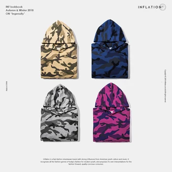

INFLATION Winter New Collection Men Hoodies Thick Velvet Fabrics Streetwear Hip Hop Camouflage Winter Hoodies 152W17