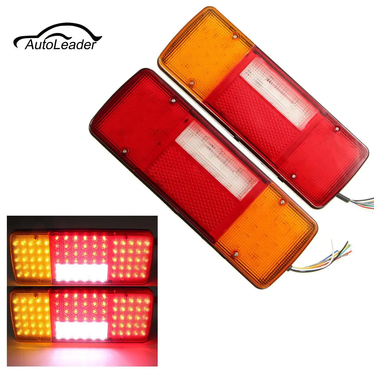 

2PCS 12V 92LEDS Truck Trailer Light LED Tail Lamp Yacht Car-Trailer Taillight Reversing Running Brake Turn Lights