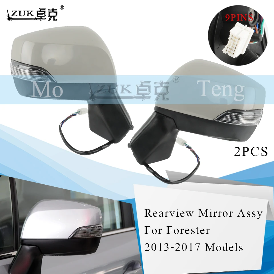 ZUK 2PCS Rearview Mirror Rear View Mirror Assy For Subaru Forester 2013