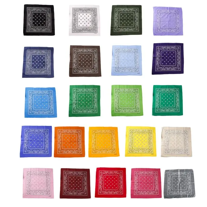 

22 Colors Summer Women Square Bandana Headband Hip Hop Dancing Sport Headwrap Neck Scarf Cotton Paisley Floral Handbag Wristband
