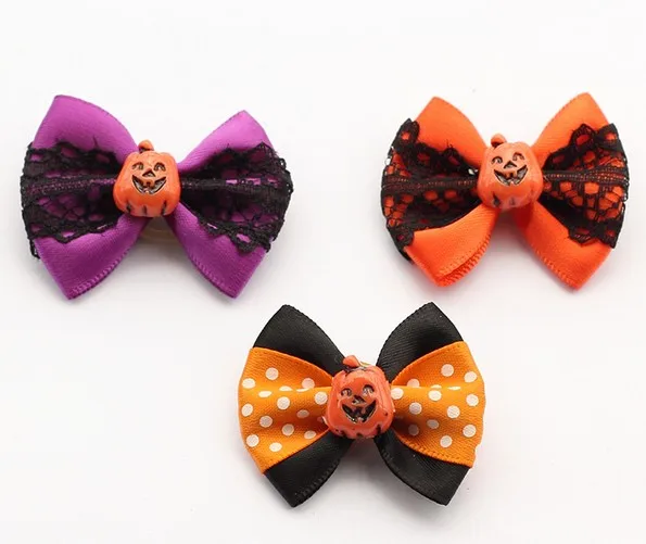 Handmade Lace Ribbon Dog Bow Halloween Bows For Dogs  Puppy Hair Supplies
