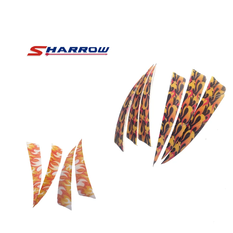 

4 Inches Deep and Two Colors Flame Feathers 40 Pieces Turkey Feather Shield Water Drops Single-sided Printed Feather