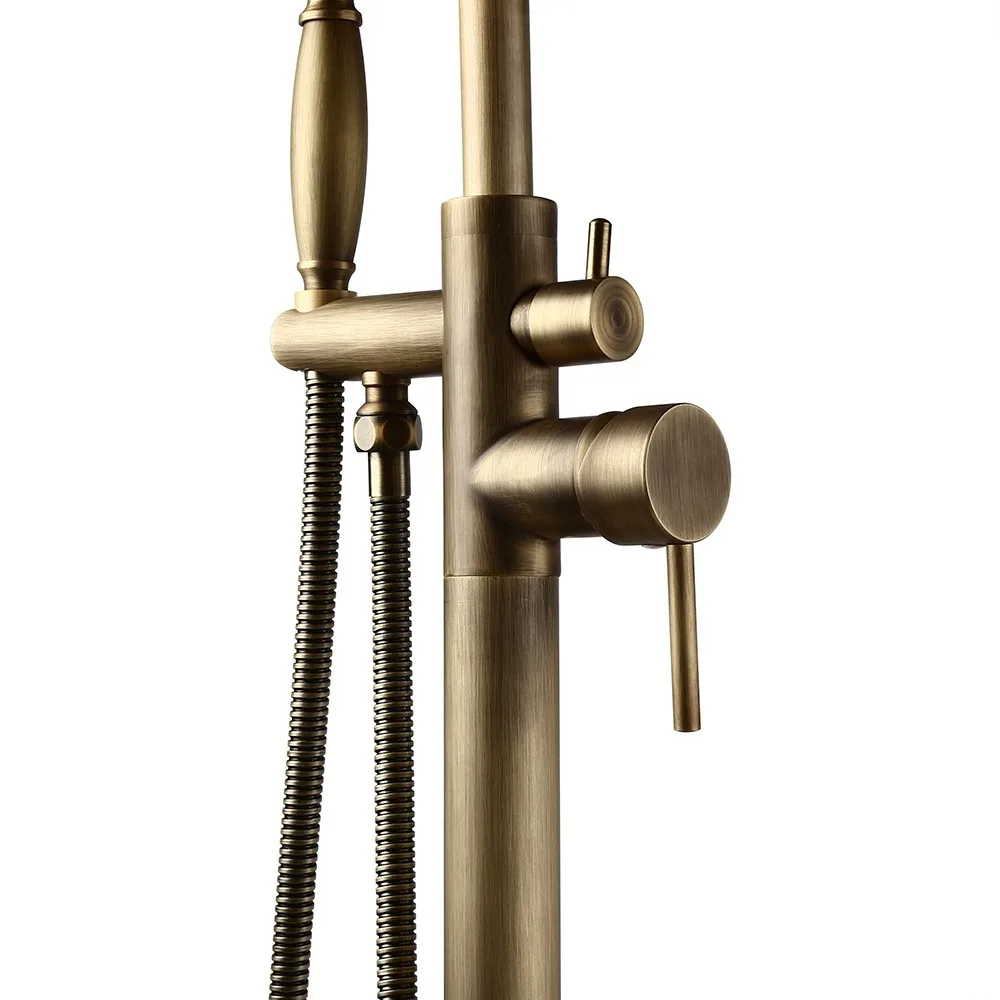 Antique Brass Floor Mounted Bathtub Faucets (5)