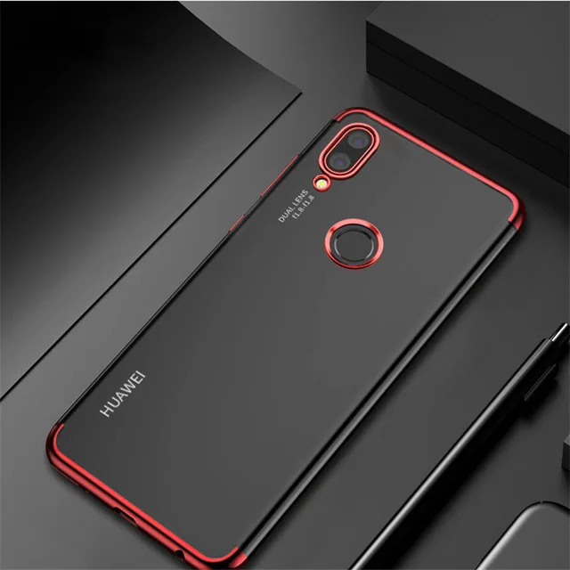 Чехол на Redmi Note 7 роскошный Бампер Мягкий силиконовый чехол для Xiaomi Redmi Note 7 прозрачный чехол для телефона на Note 7 Pro 6,3" - Цвет: Red
