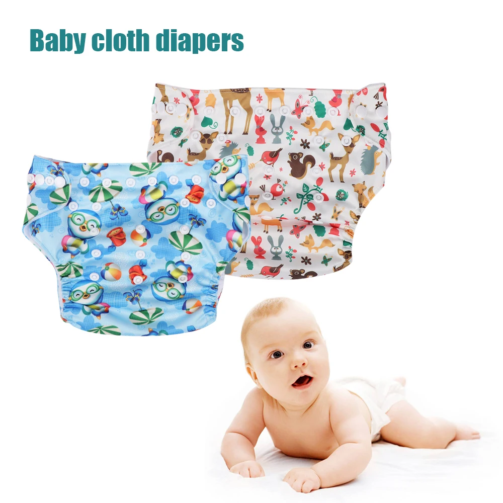 

New Cute 0-2Y Adjustable Washable Baby Cloth Diaper Cover Double Gussets Waterproof Cartoon Owl Diapers Cloth Nappy Fit 3-13kg