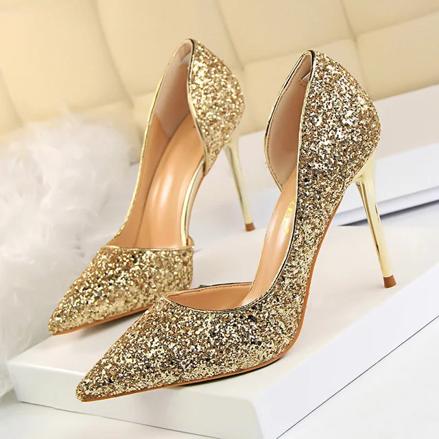 Lakeshi Ekstrim Wanita Pumps Bling Pernikahan Sepatu High Heels