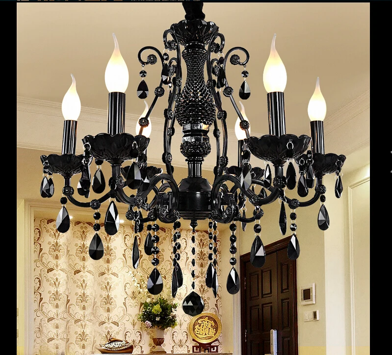 Modern Black candle chandelier Nordic Contemporary crystal chandeliers