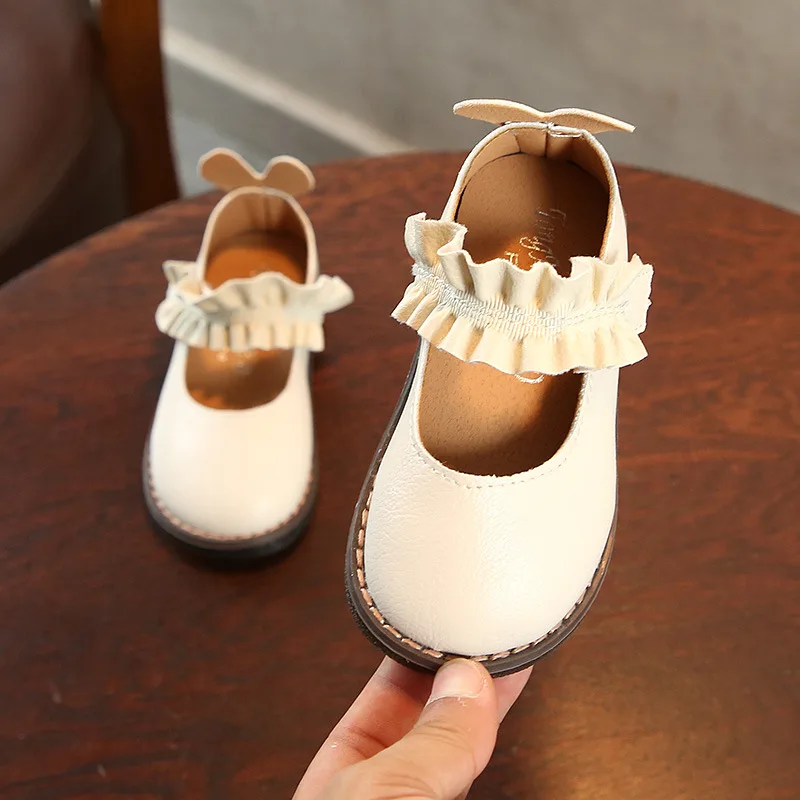 AFDSWG PU Pink kids girl dance shoes Beige leather shoes toddler, child