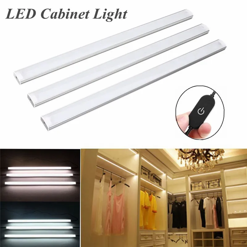 

CLAITE 3Pcs 30CM LED Under Cabinet Light Control Dimmable Warm White /White Wardrobe Cupboard Night Light