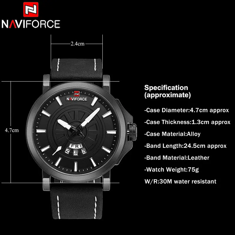 Часы наручные NAVIFORCE мужские спортивные брендовые водонепроницаемые в стиле