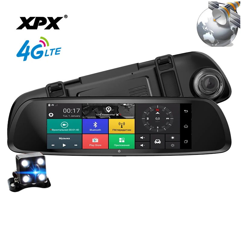 Видеорегистратор 3в1 XPX ZX868 GPS Видео регистратор Камера заднего вида Зеркало С 4G Wifi