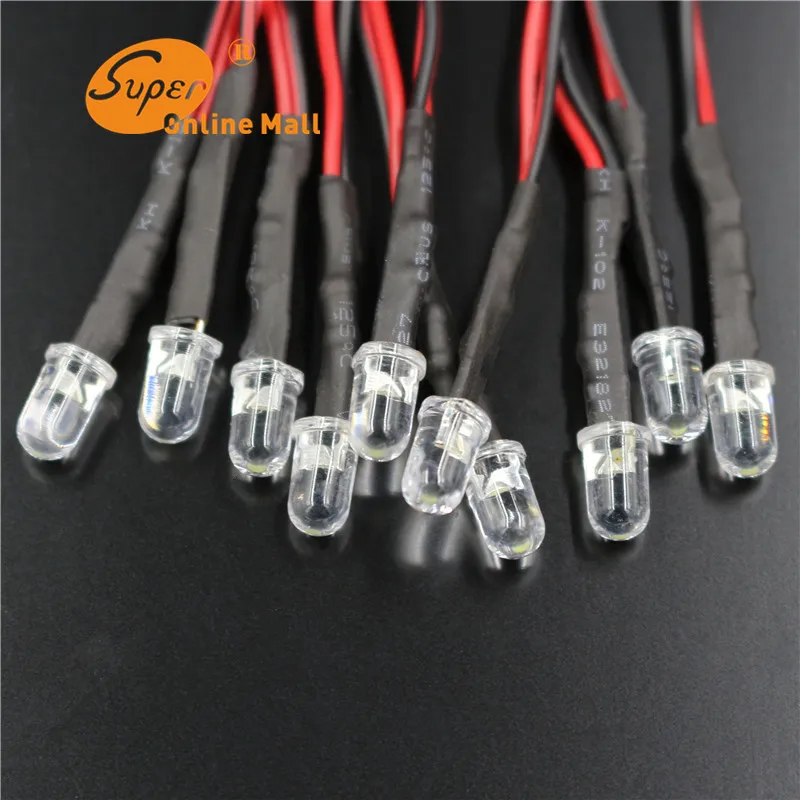 500 X 5MM LED Pre Wired Resistor 3 12V 100Each 5colors Red Blue Green
