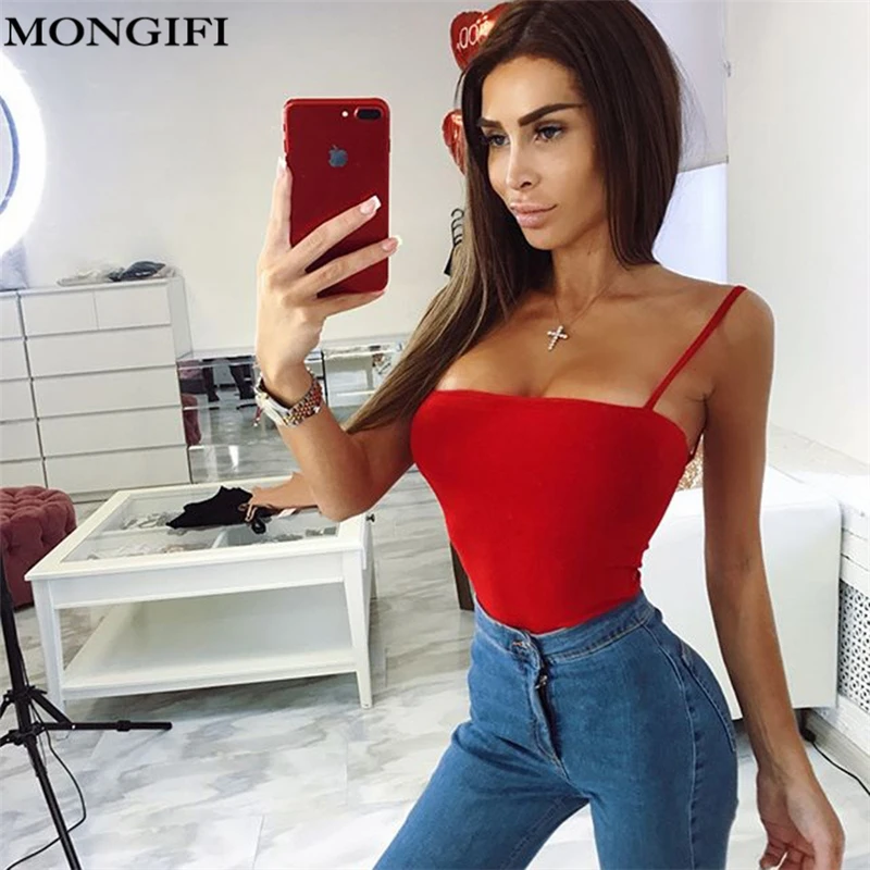 red bodysuit spaghetti strap