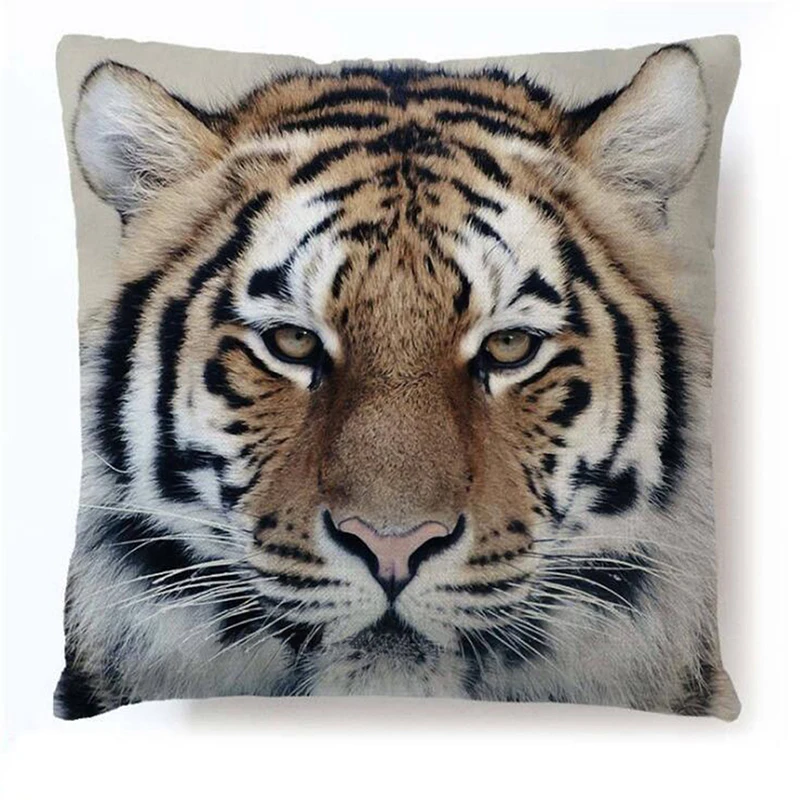 3D Cartoon Tiger Print Elephant Panda Lion Various Animal Sofa Linen Hug Pillowcase | Дом и сад