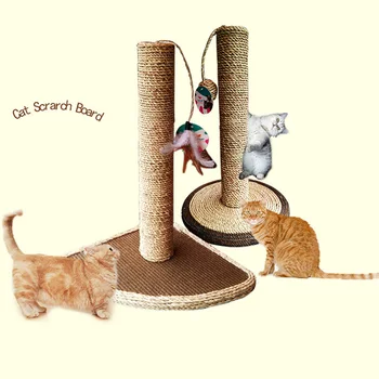 

Cat Scratching Post Interactive Cat Scratching Seaweed Sisal Post Tree Cat Furniture Scratching Toy with Hanging Feather Ball