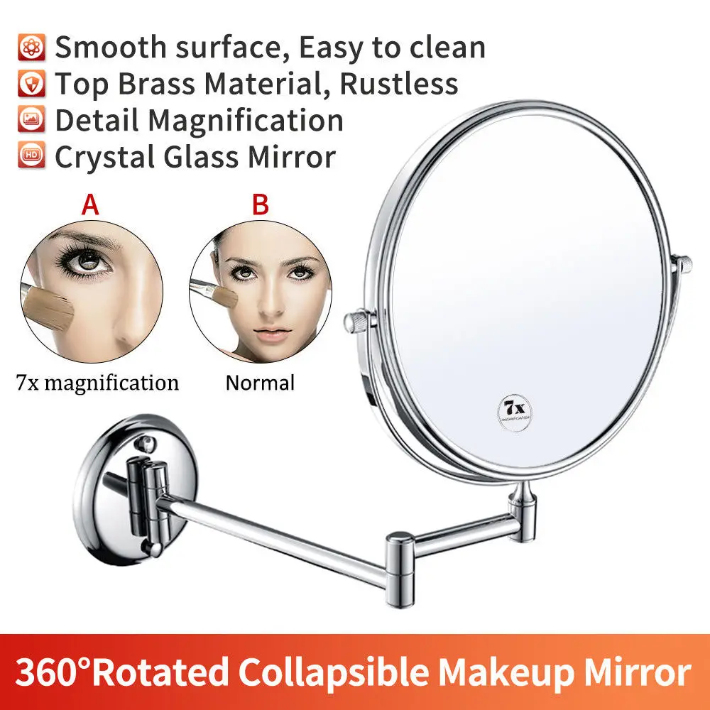 " /6" ванная комната отель бритья макияж зеркало настенное крепление две стороны хром Складной поворотный зеркало с 10X увеличением 7X 5x 3x - Цвет: 8 inch 7X