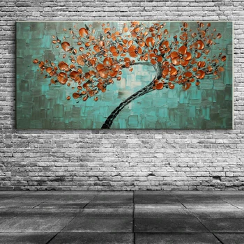 

New handmade Modern Canvas on Oil Painting Palette knife Tree 3D Flowers Paintings Home living room Decor Wall Art 168040