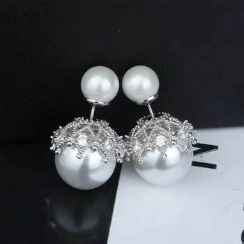 

Real 100% 925 Sterling Silver Snowflake Pearl Stud Earrings for Women Wedding Earring Jewelry Accessory