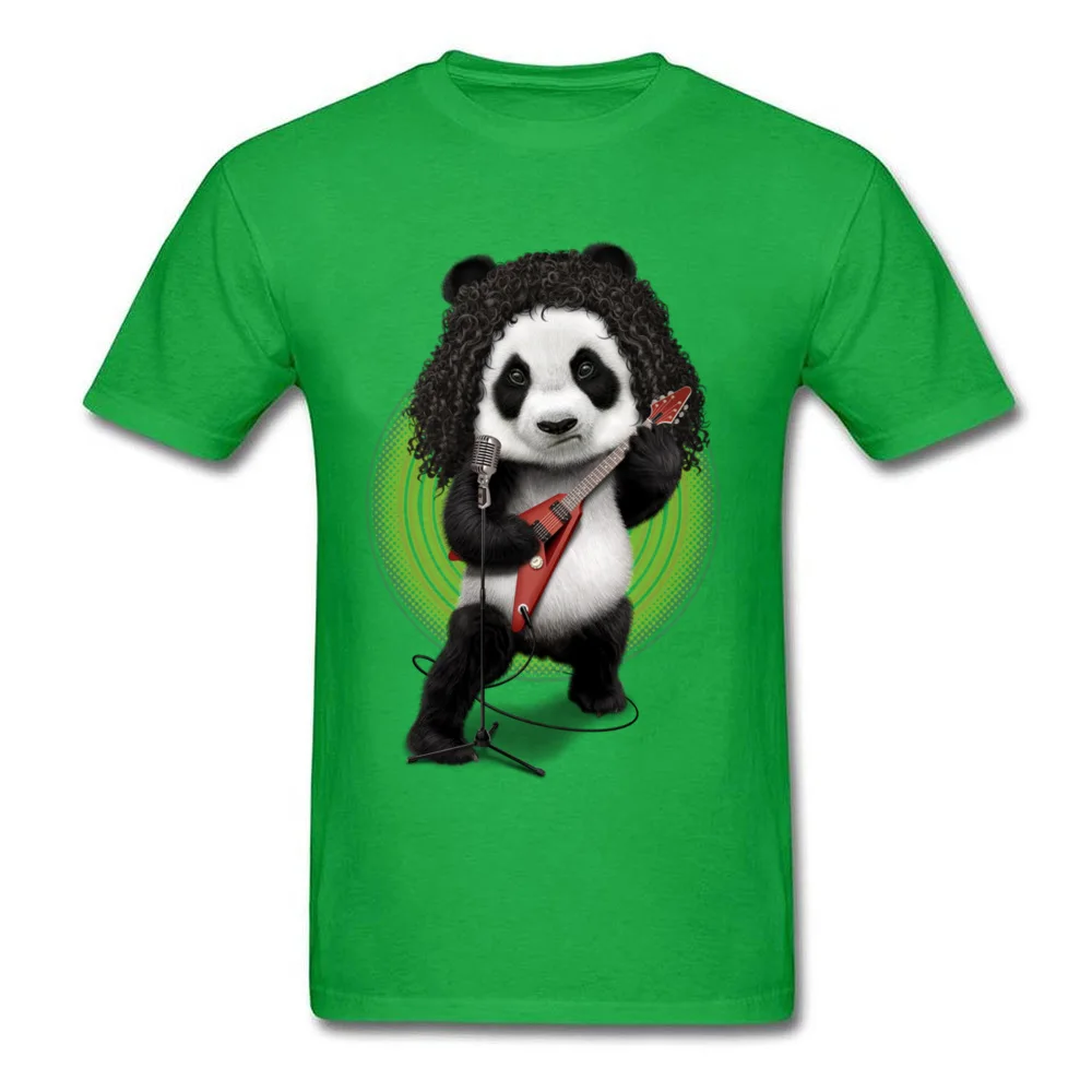 PANDA ROCKER 2017 Student Graphic Cool Tops Shirts Crewneck VALENTINE DAY Pure Cotton T-Shirt Unique Short Sleeve Clothing Shirt PANDA ROCKER 2017 green