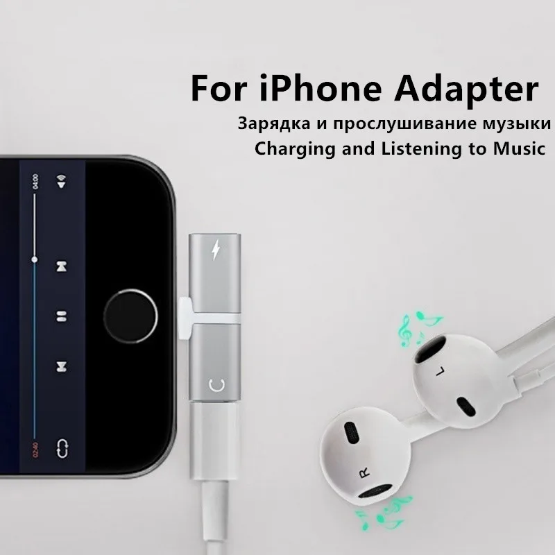 

Auriculares Lighting Adapter for Apple iPhone 7 8 plus xs max x xr 10 Splitter cargador y audio Audifonos Adaptador Cuffie 8Pin