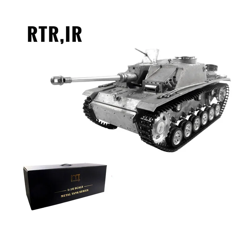 MATO Танк 1/16 в комплекте Немецкий Stug III RC металлический Радиоуправляемый танк с инфракрасной отдачей ствол версия 1226 - Цвет: RTR IR Metal Color