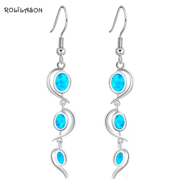 

Delicate Dangle earrings Wholesale & retail Blue Fire Opal Silver Stamped Drop Earrings for women Party Fashion Jewelry OE364