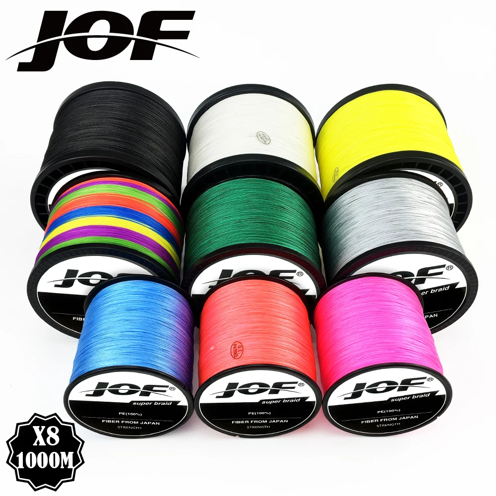 JOF 8 Strands 1000M 500M 300M PE Braided Multifilament Fishing Line Japan  Multicolour Fishing Weave Extreme Super Strong