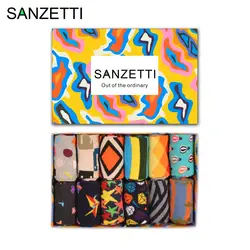 SANZETTI 12 пар/лот Подарочная коробка новейшая мода для мужчин хлопок экипажа платье забавные повседневные Новые забавные носки Прохладный