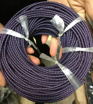 

Braided Leather Bolo Cord Round Genuine Leather Craft String Strip For Necklace Bracelet Purple 3mm