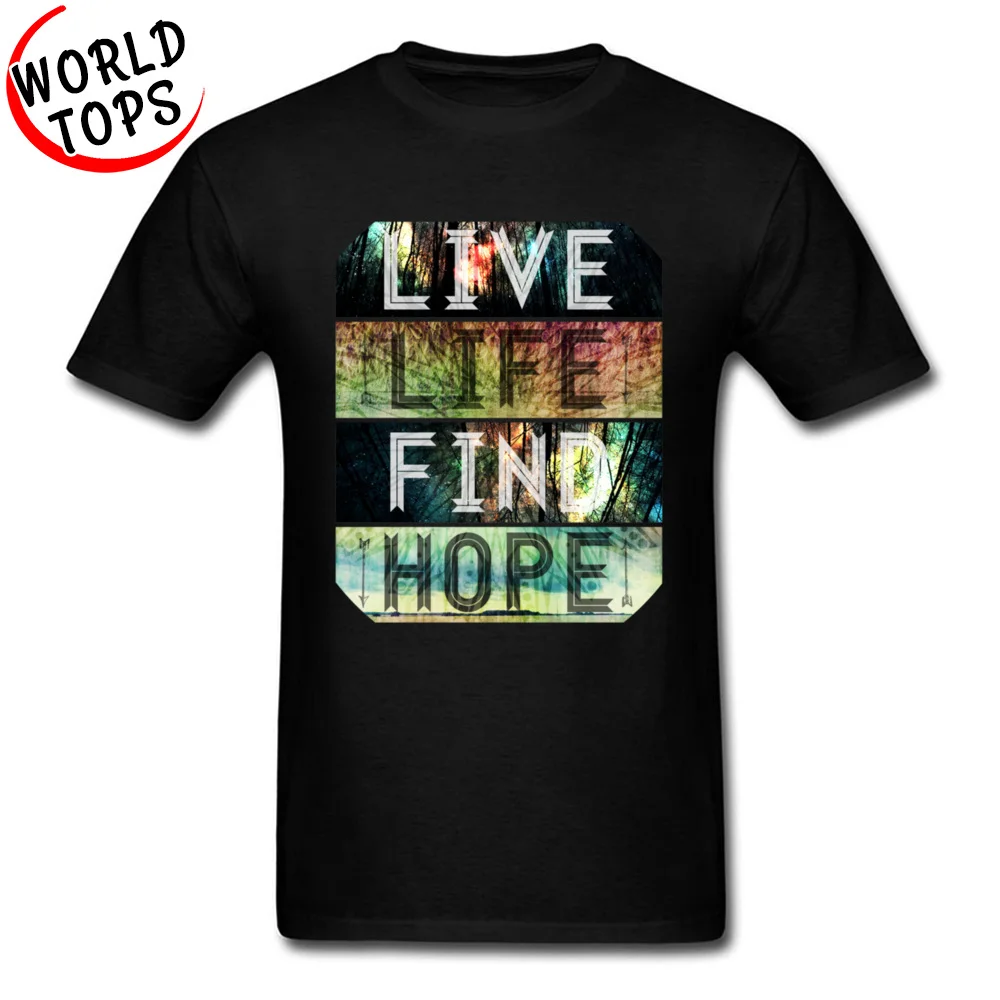 Live. Life. Find. Hope T-shirts for Men Summer Summer Tops & Tees Short Sleeve Retro Unique Tops Shirts Round Neck Cotton Live. Life. Find. Hope black