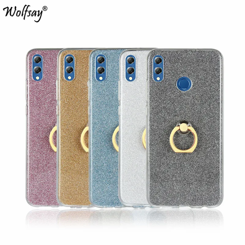

Luxury Bling Glitter Case Huawei Honor 8X Cover Silicone Soft TPU Ring Holder Case Huawei Honor 8X Cover Huawei Honor 8X Shell