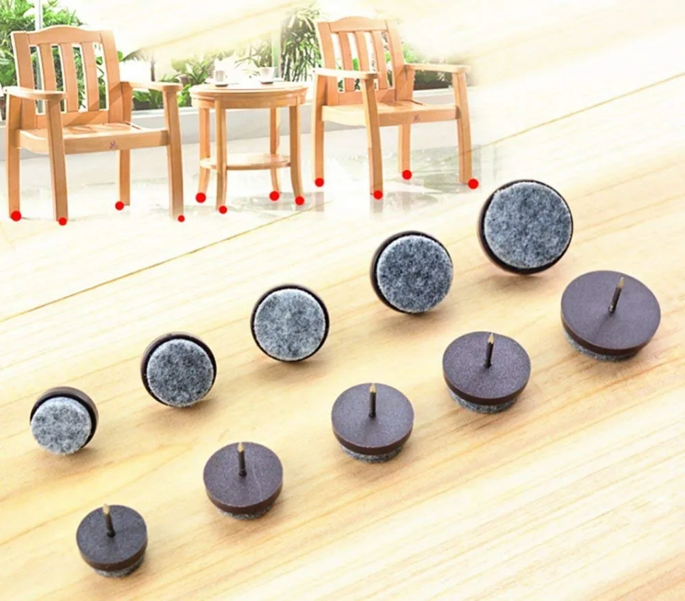 

40PCS 15mm Furniture Felt Pads Round Heavy Duty Nailon Slider Glide Floor Protector Wooden Furniture Chair Table Legs Feet