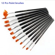 12 шт./компл. набор кистей для рисования набор нейлоновых волосяных различные Стиль короткий стержень акварель масляные, акриловые краски принадлежности художественные кисти для рисования