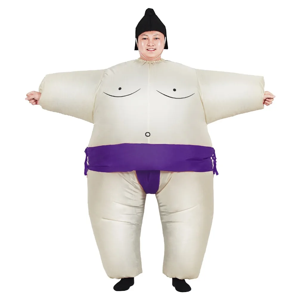 Inflatable Sumo Wrestler Fancy Dress Halloween Xmas Adult Costume Blue