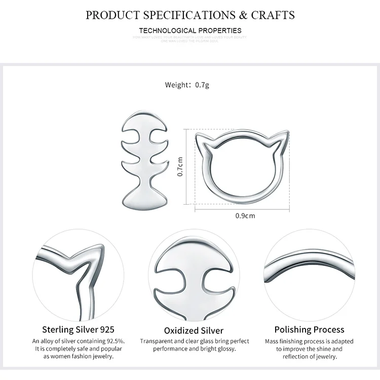 BISAER кошка 925 пробы серебряные милые животные маленькая кошка серьги гвоздики киска котенок Brincos женские корейские модные серьги ювелирные изделия
