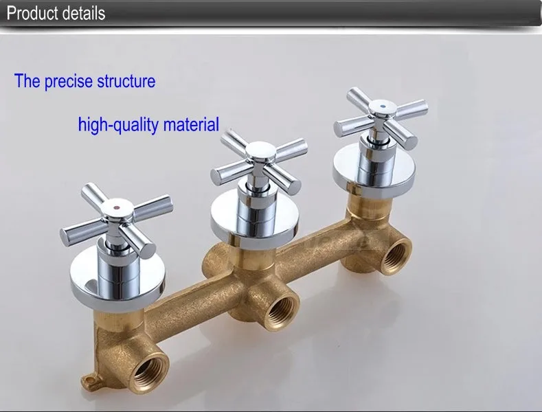 Смеситель для душа панель клапана 3 маховика четырехходовой 2 розетки Ванная комната Ванна и смеситель кран в стену хром латунь