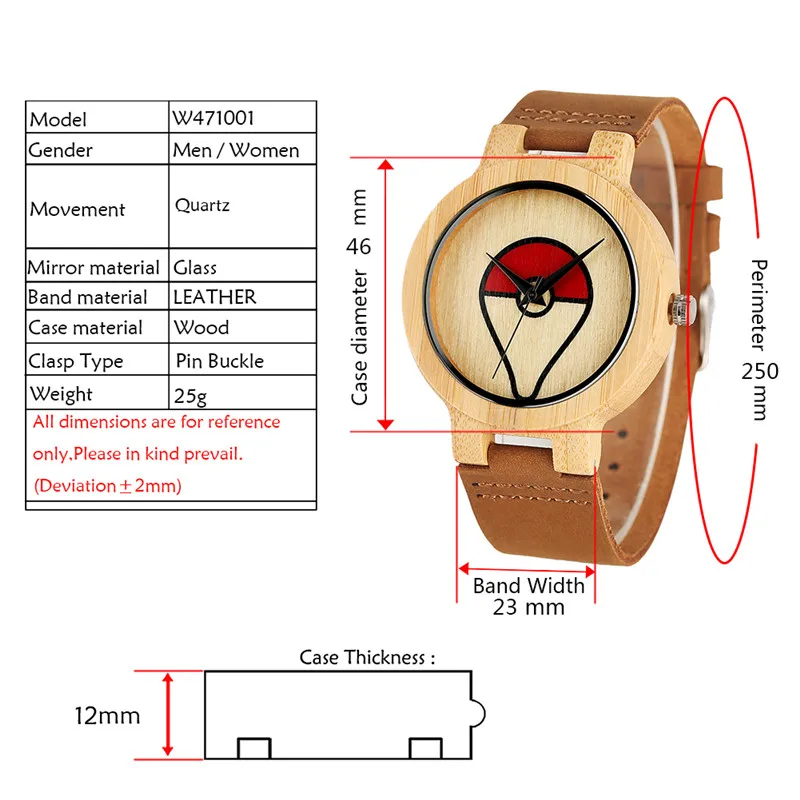 Повседневные нежные Экологичные деревянные часы для женщин и мужчин кварцевые часы креативные деформации Покемон узор бамбуковые