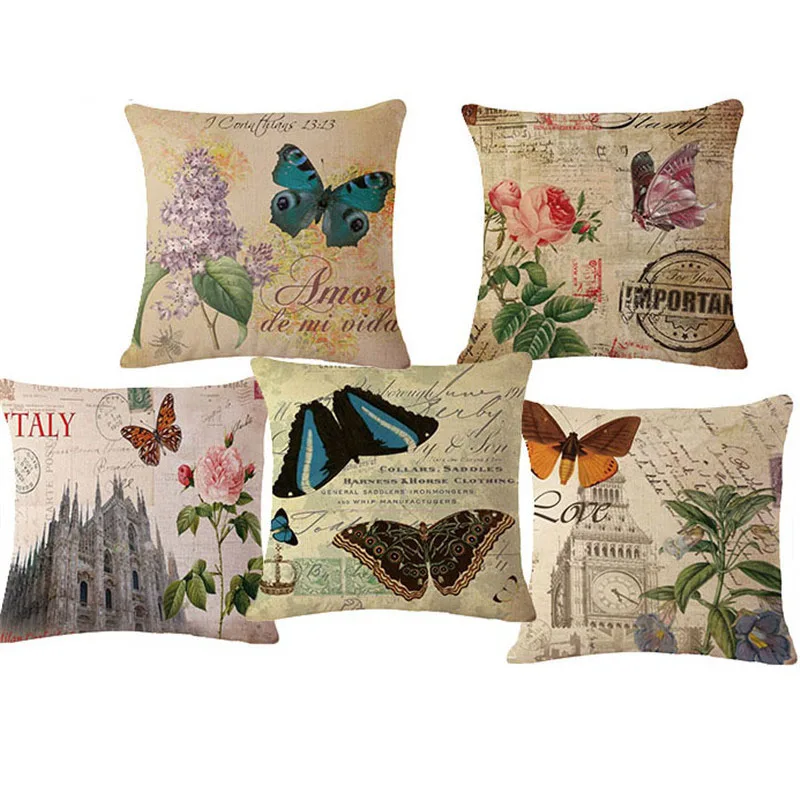 cheap Vintage Envelop Butterfly Seat Decorative Throw Pillow With no Core Super Quality 17\