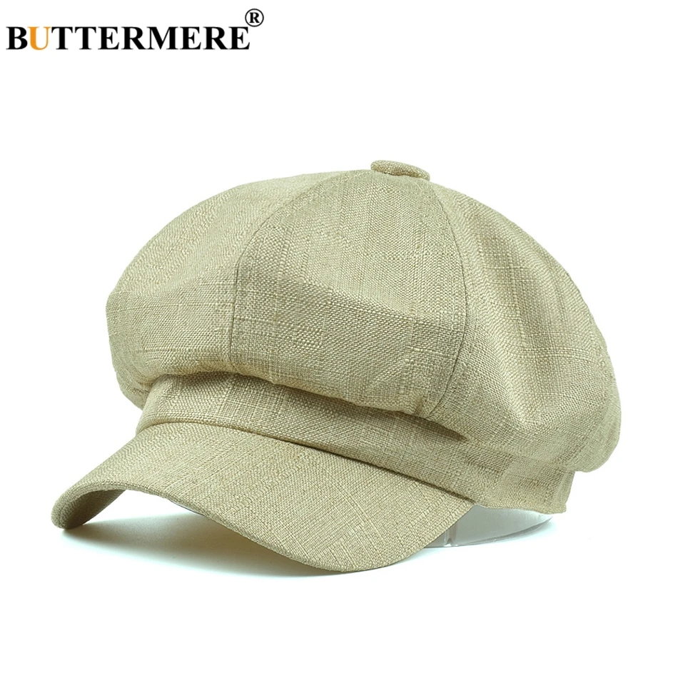 BUTTERMERE Кепка Newsboy, женская черная хлопковая льняная Кепка Baker, Женская одноцветная восьмиугольная кепка, Женская Весенняя летняя Классическая Кепка для живописцев