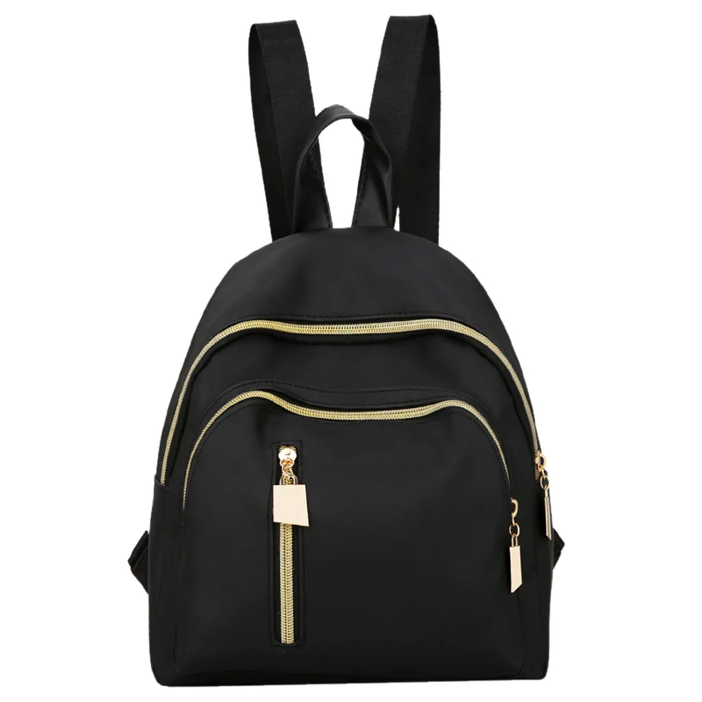 Women's Solid Color Backpack Multi-Function Shoulder Bag Casual Backpack Oxford Material Zipper Decoration Feminina Backpack#vk - Цвет: Black