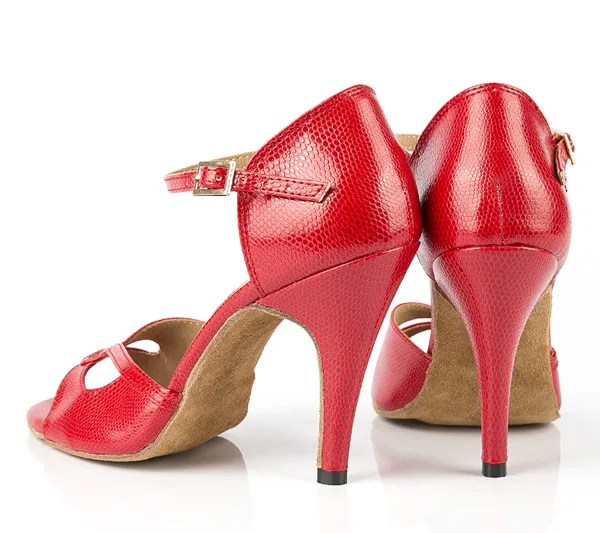 Обувь для бальных танцев, латинских танцев, танцевальные каблуки для женщин, кожа, красный цвет, обувь для танго, женская обувь с открытым носком, сальса, женская обувь на высоком каблуке 10 см, шпильки - Цвет: red 10cm