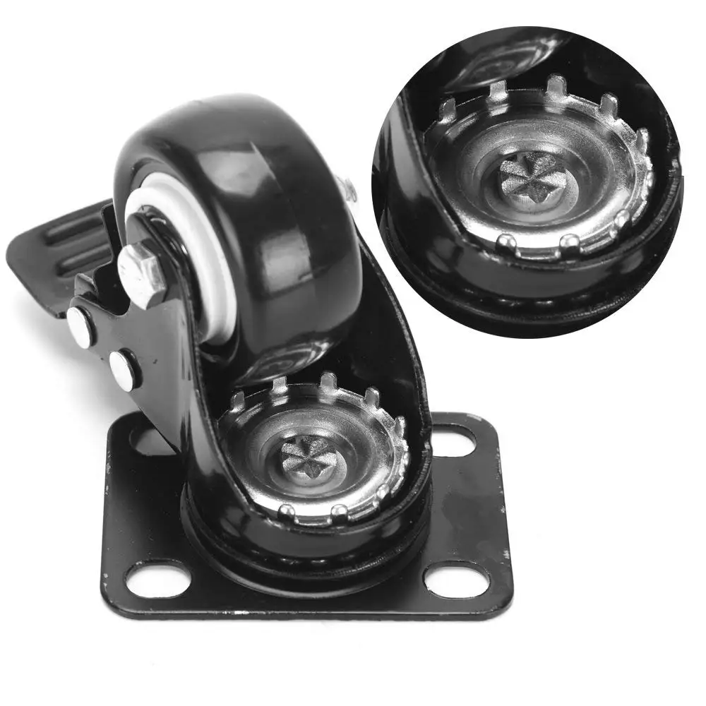 12 LOT 3/" Casters Swivel Wheel Polyurethane Top Plate BLACK Heavy Duty