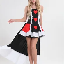 Королева сердец нарядное платье королева покера сексуальный костюм на Хэллоуин комплект+ корона для дам косплей одежда размер S-2XL
