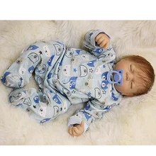 Soft Vinyl Reborn Baby Dolls Cloth Body 20 Inch 50 cm Newborn Babies Boy Sleeping With Curved Mohair Kids Birthday Xmas Gift