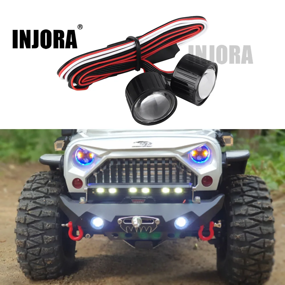 Kopen INJORA 22mm Multifunctionele RC Auto Koplamp LED Verlichting met Controller Board voor 1 10 Axiale SCX10 90046 RC Rock Crawler