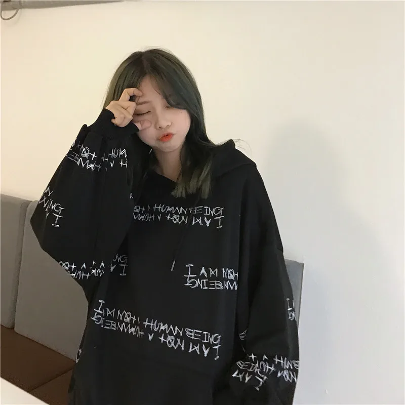 Ulzzang Harajuku повседневные модные толстовки BF новые зимние теплые свободные с