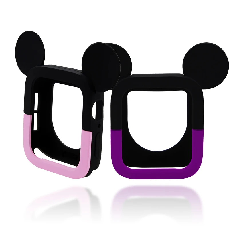Lovely Mickey Case for Apple Watch case 44/40mm Two-Tone Silicone Protective case Compatible for iWatch series 4 Watch Accessory