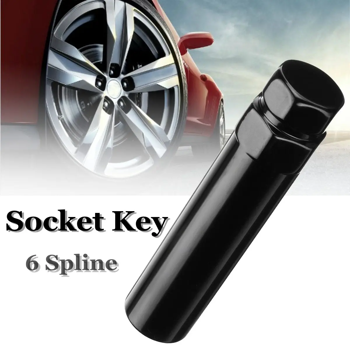 Black 19mm 21mm 6 Spline Drive Tuner Wheel Lug Nut Repair Tool Key Lock Replacement 3