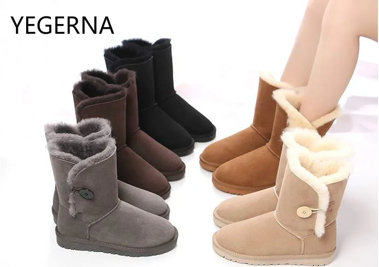 100% Genuine Sheepskin Leather Snow Boots High Quality Women boots  Natural Fur Snow Boots Warm Winter Boots Fashion Boots