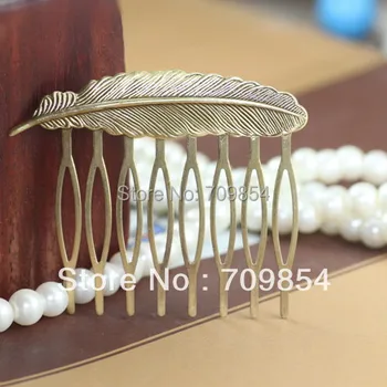 

52*45mm Feather filgree Bronze Plated Hair Comb /hair clip accessories